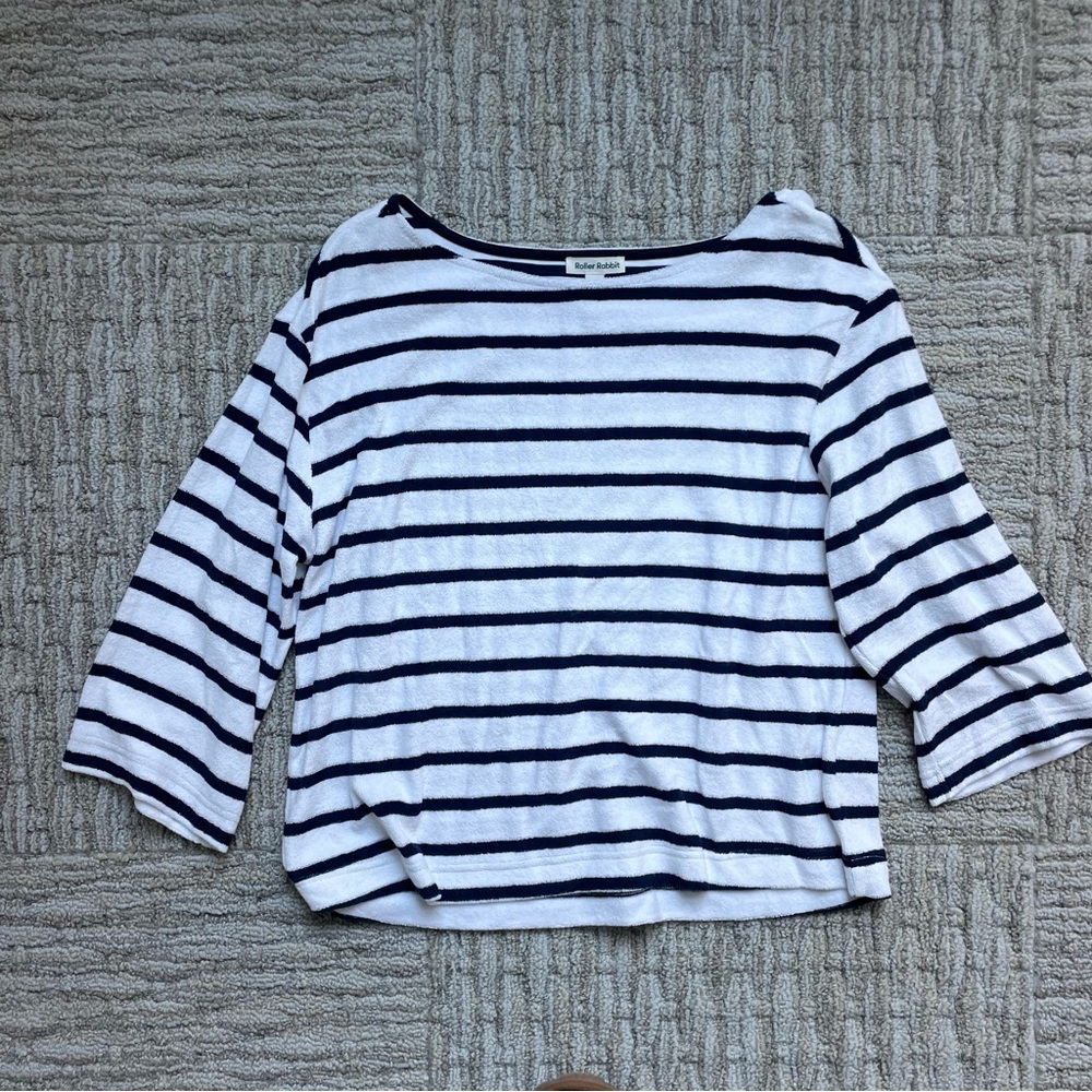 Roller Rabbit Women's Striped Top - Navy and White